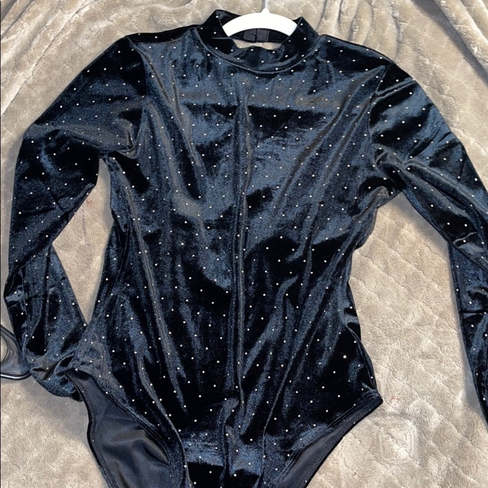 Turtle neck velvet bodysuit